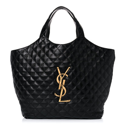 Saint Laurent Lambskin Quilted Maxi Icare Shopping Tote Black 3 of 11
