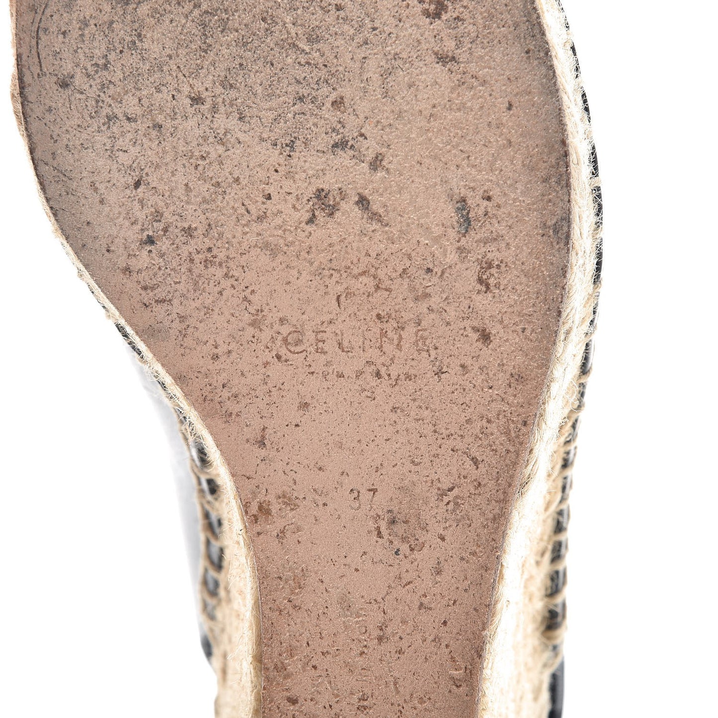 Calfskin Espadrille Wedge Sandals 37 Black