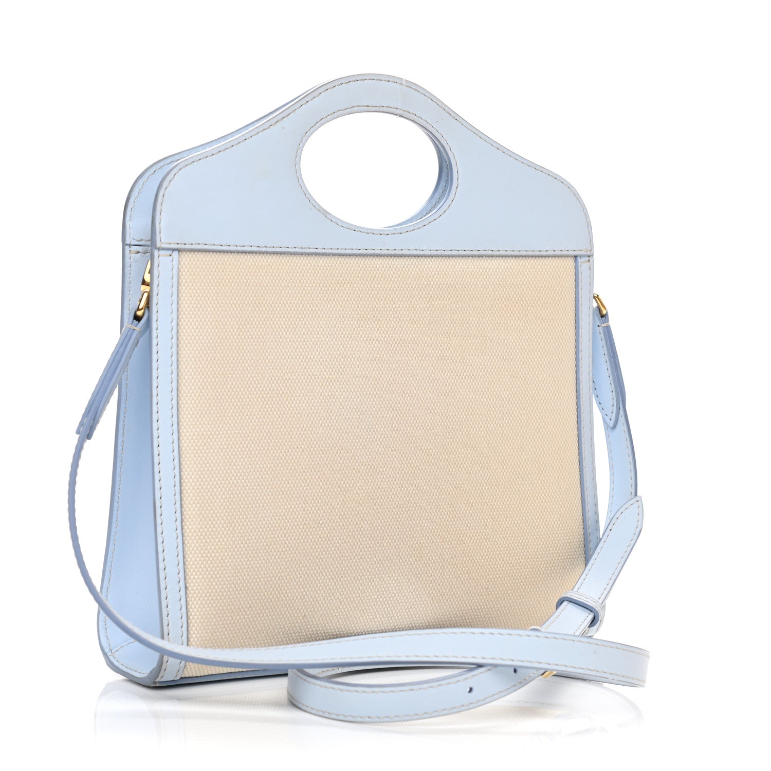 Burberry Canvas Smooth Calfskin Two Tone Mini Pocket Bag Natural Pale Blue 2 of 14