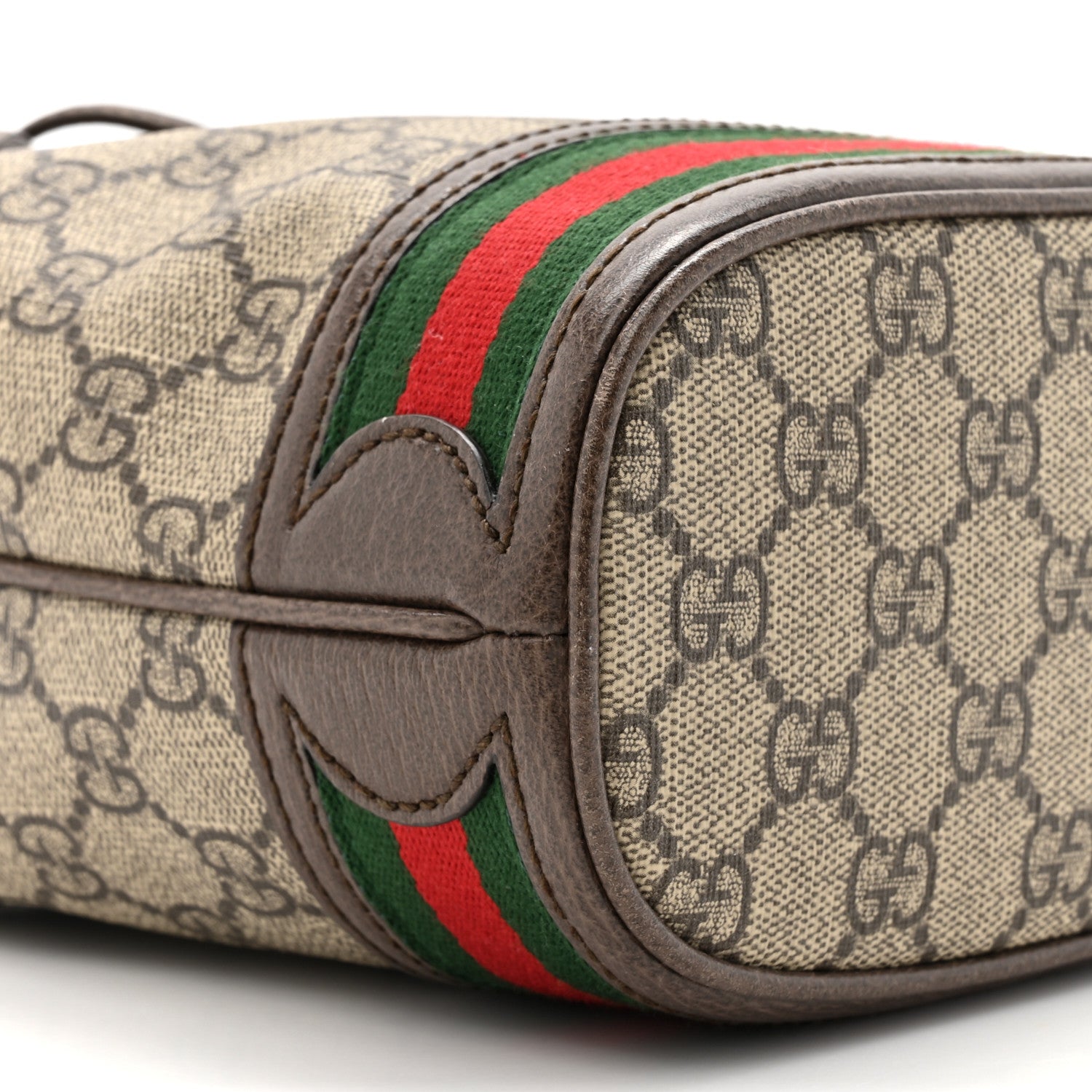 Gucci GG Supreme Monogram Web Mini Ophidia Bucket Bag Brown 10 of 11
