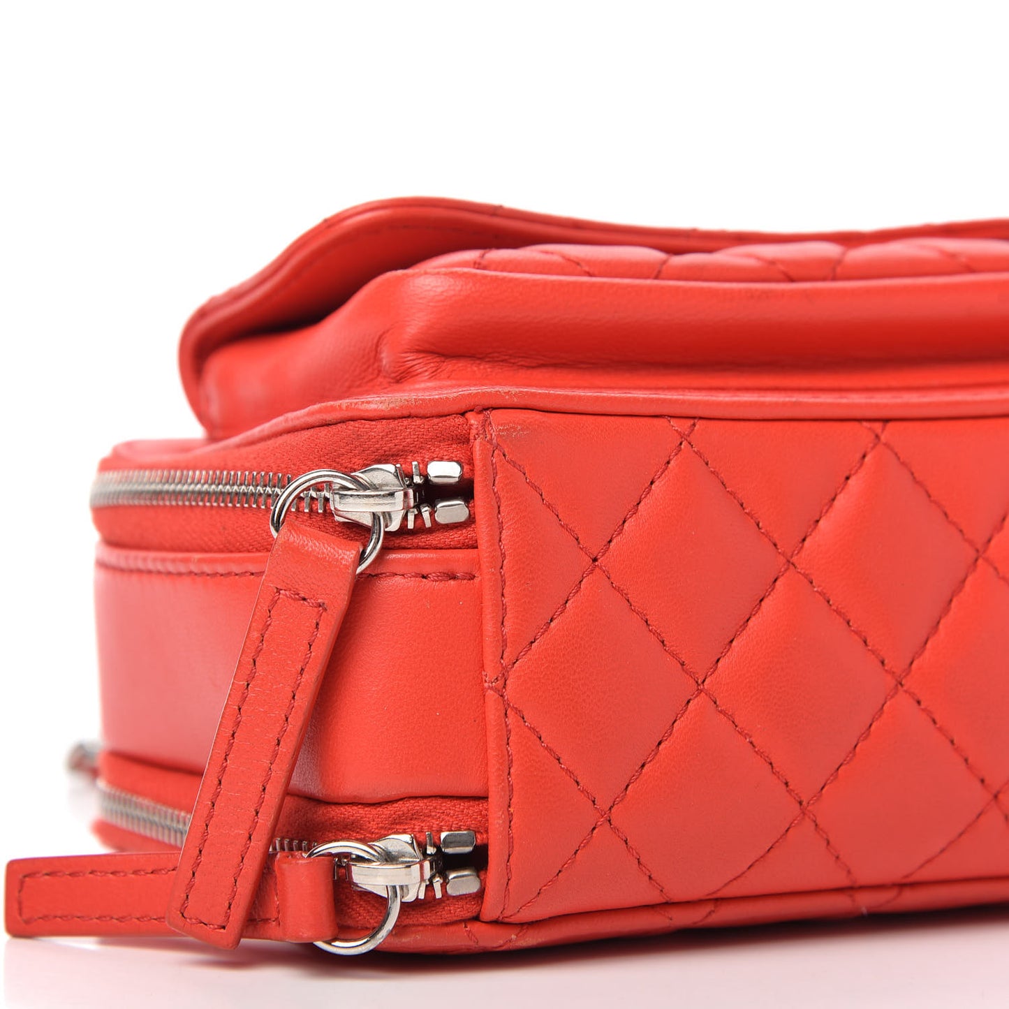 Lambskin Quilted Small Pocket Box Camera Case Red