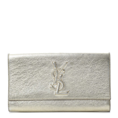 Saint Laurent Metallic Calfskin Monogram Large Belle De Jour Clutch Gold 1 of 12