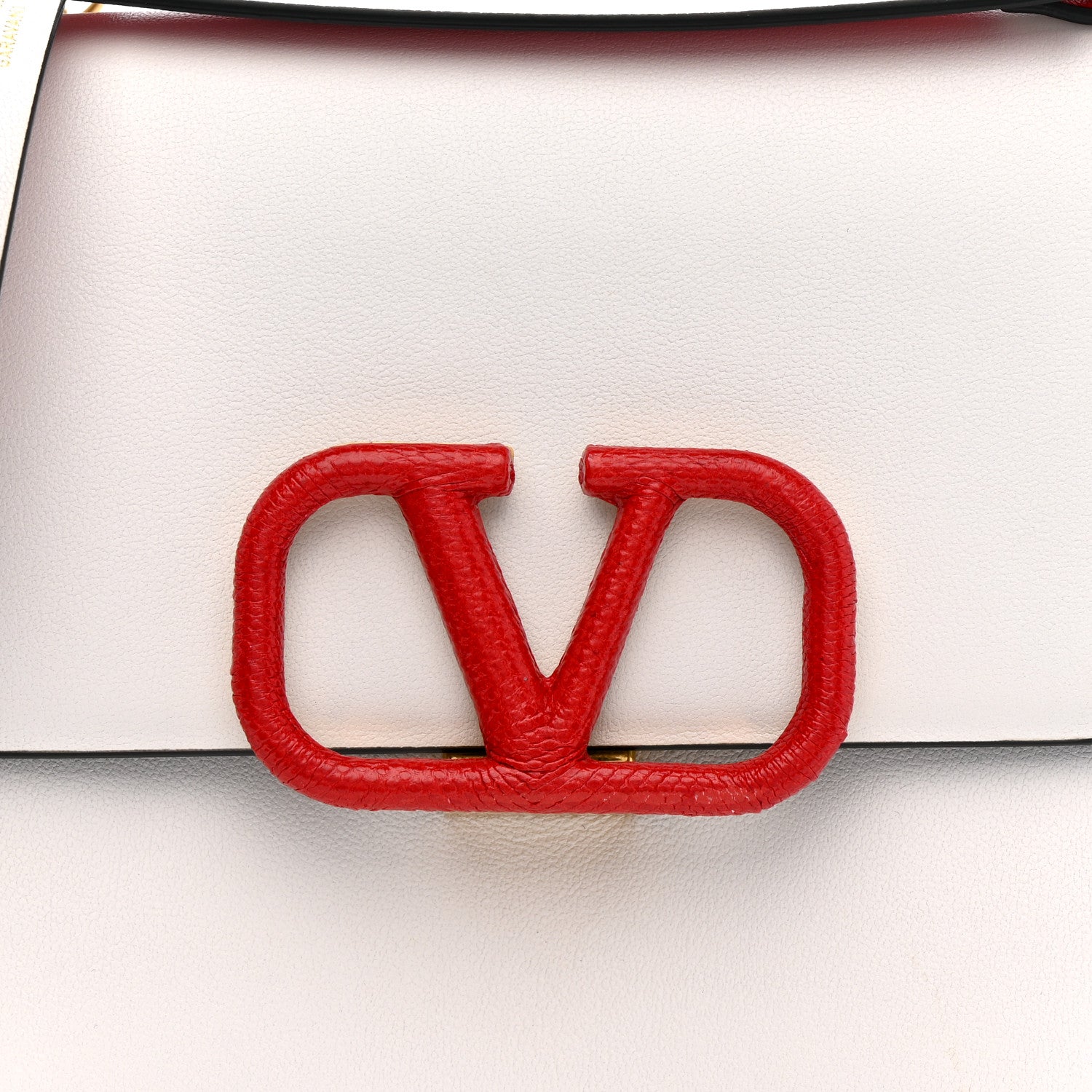 Valentino Garavani Smooth Calfskin Small VLock Shoulder Bag Bianco Ottico Rouge Pur 7 of 12