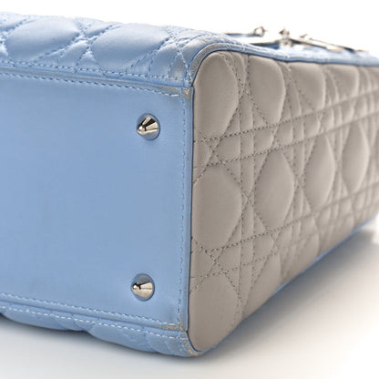 Christian Dior Lambskin Cannage Medium Bi-Color Lady Dior Blue Gray 7 of 11