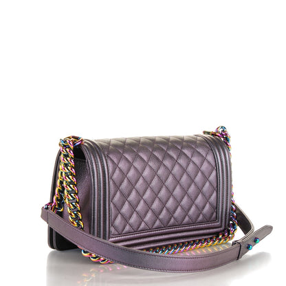 Chanel Iridescent Goatskin Quilted Medium Boy Flap Purple 3 of 7