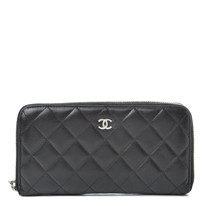 Chanel Lambskin Quilted Large Gusset Zip Around Wallet Black 1 of 19