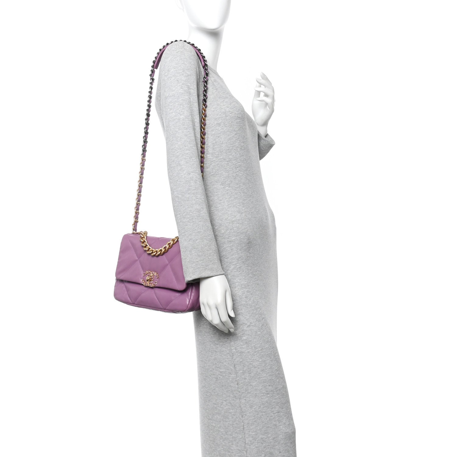 Chanel Goatskin Quilted Medium Chanel 19 Flap Purple 2 of 13