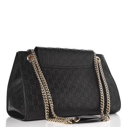 Gucci Guccissima Large Emily Chain Shoulder Bag Black 3 of 12