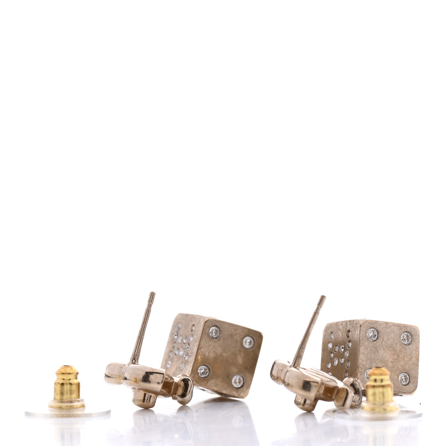 Crystal CC Turnlock Dice Drop Earrings Gold