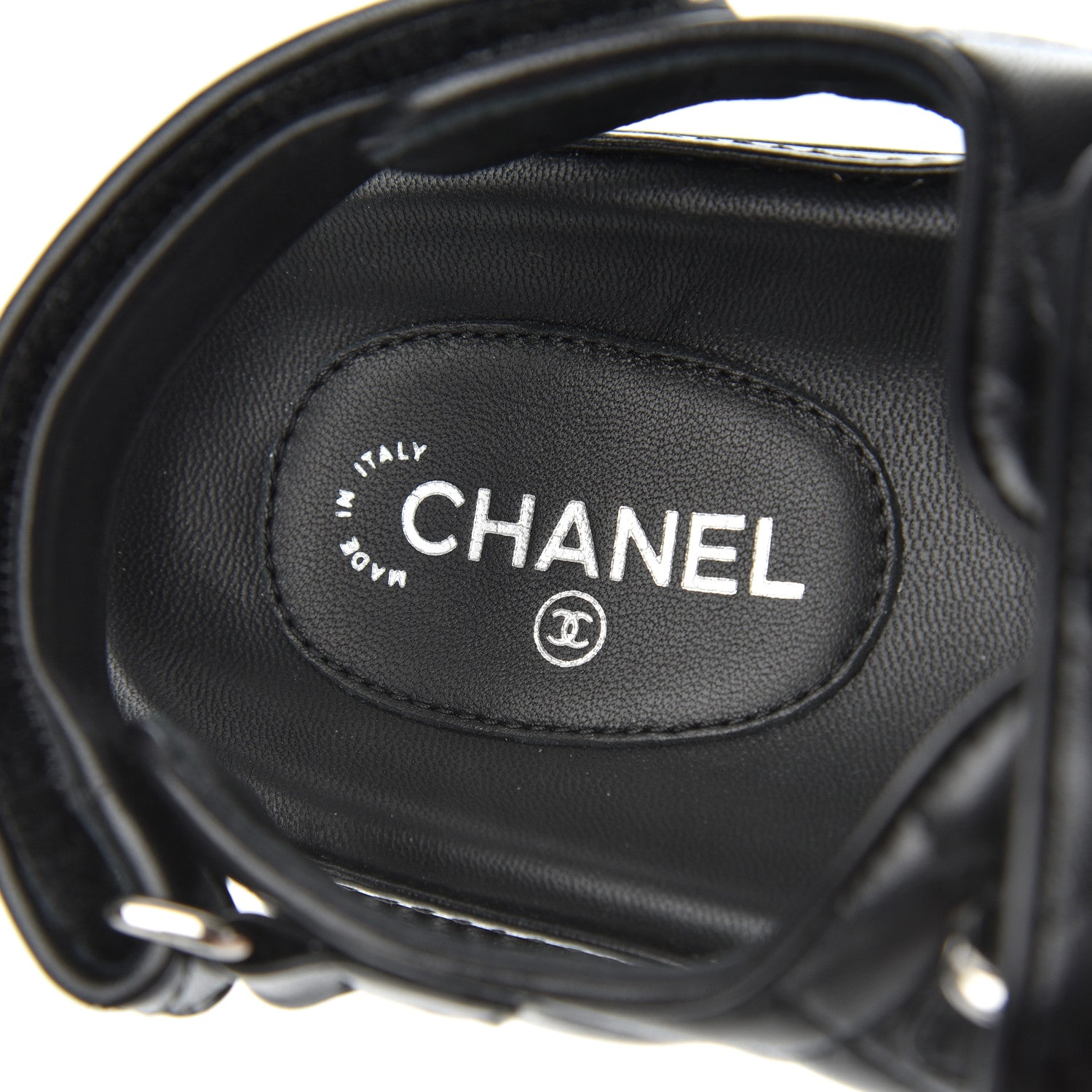 Chanel Lambskin Velcro Dad Sandals 37 Black 7 of 9