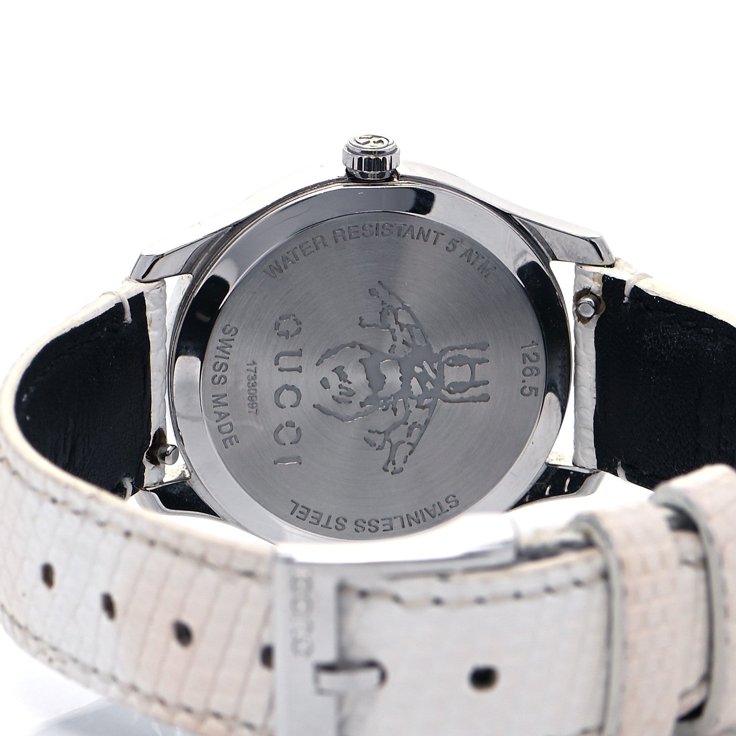 Gucci Stainless Steel Calfskin Diamond Mother of Pearl 29mm G-Timeless Charm Quartz Watch 4 of 6