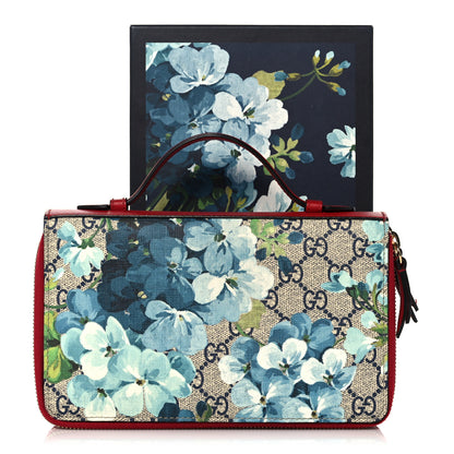 Gucci GG Supreme Monogram Blooms Travel Document Case Beige Blue Navy Hibiscus Red 13 of 13