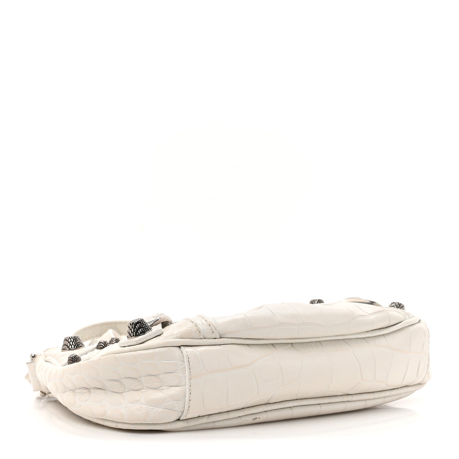 Balenciaga Extra Supple Calfskin Crocodile Embossed Le Cagole Mini Purse With Chain White 4 of 14