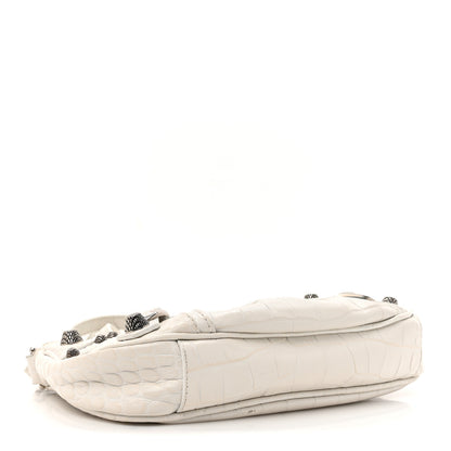 Balenciaga Extra Supple Calfskin Crocodile Embossed Le Cagole Mini Purse With Chain White 4 of 14