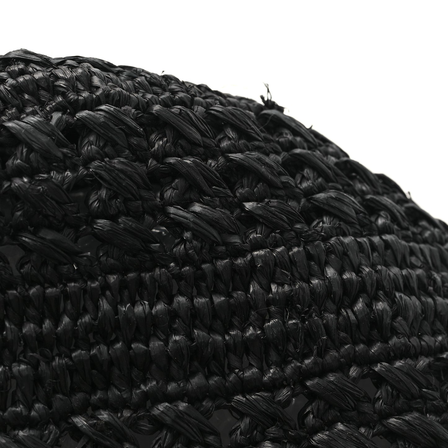 Raffia Calfskin Medium Panier Tote Black