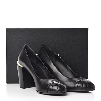 Chanel Lambskin Pearl CC Cap Toe Pump 38 Black 9 of 9