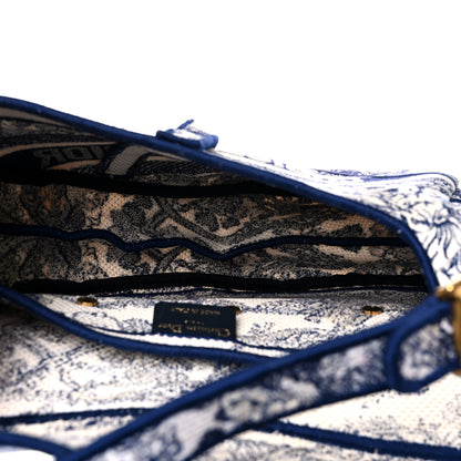 Christian Dior Canvas Embroidered Toile de Jouy Saddle Bag Blue 5 of 12