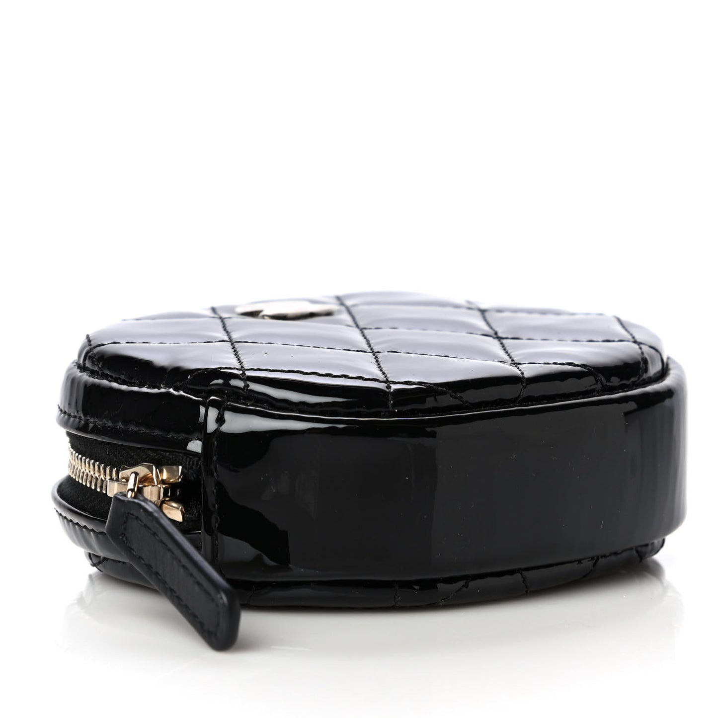 Patent Quilted Zip Around Classic Coin Purse Black