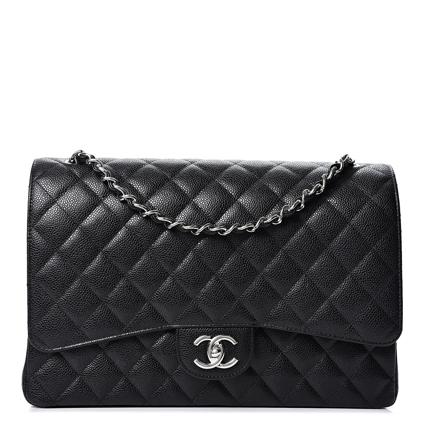 Caviar Quilted Maxi Double Flap Black