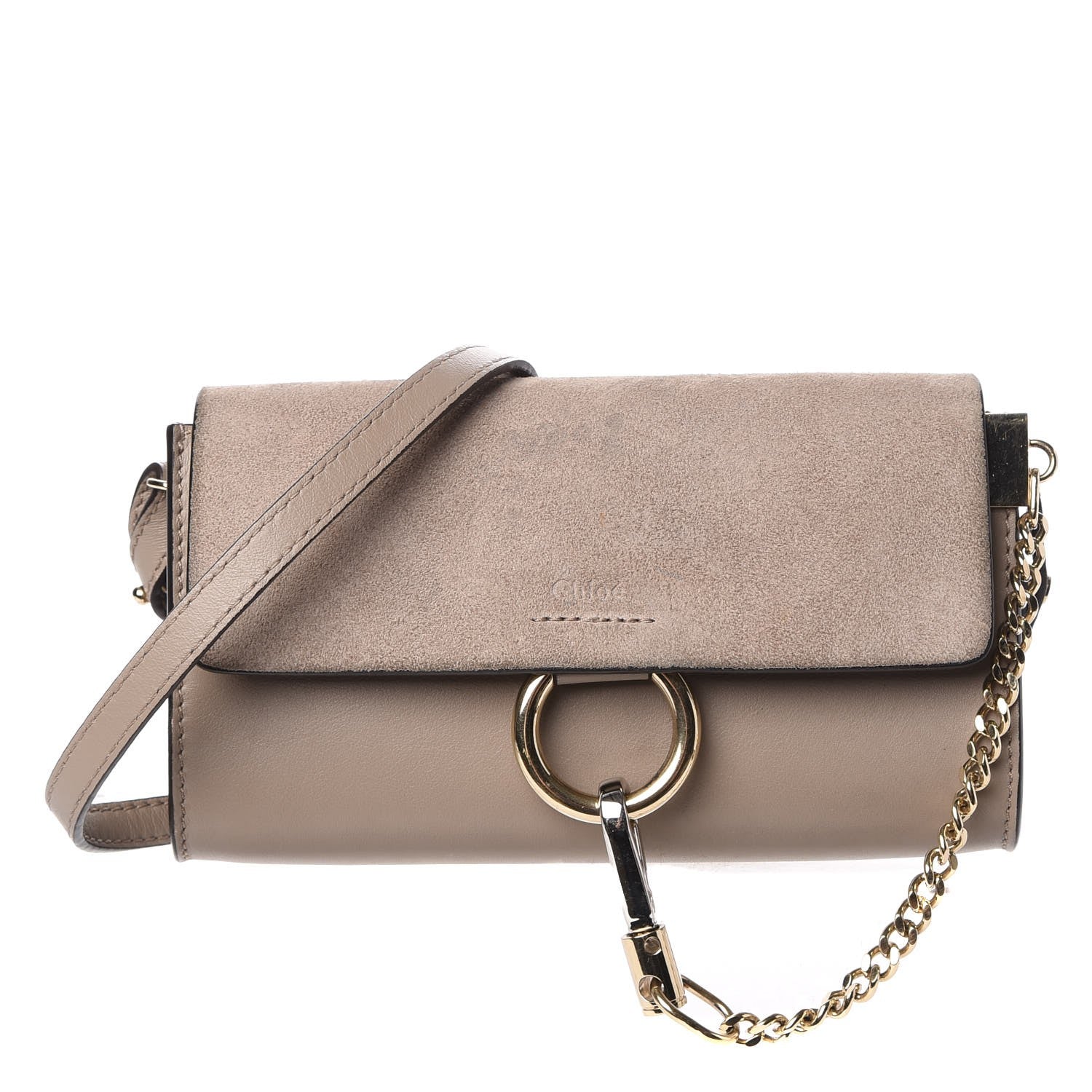 Chloe Suede Calfskin Mini Faye Shoulder Bag Motty Grey 1 of 11