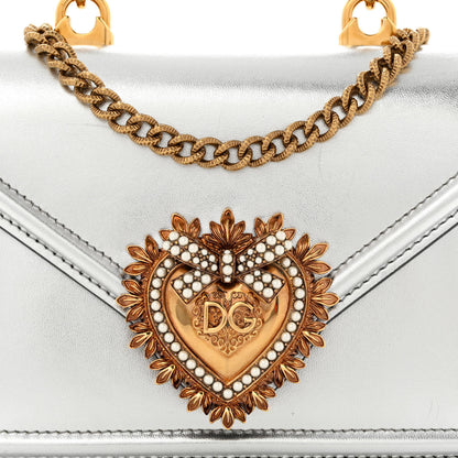 Dolce & Gabbana Metallic Nappa Small Devotion Top Handle Bag Silver 7 of 10