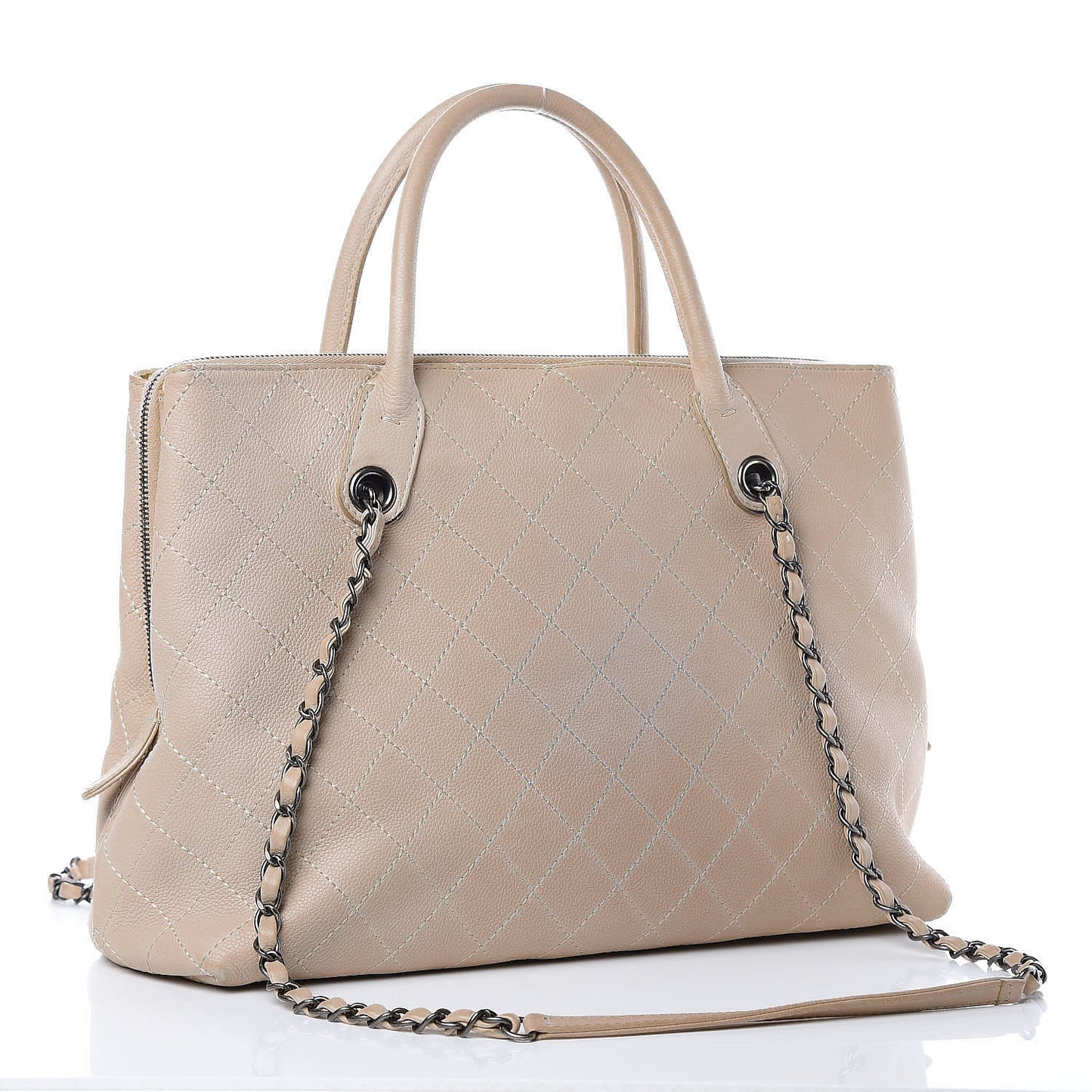 Grained Vegetal Calfskin Urban Shopping Tote Beige