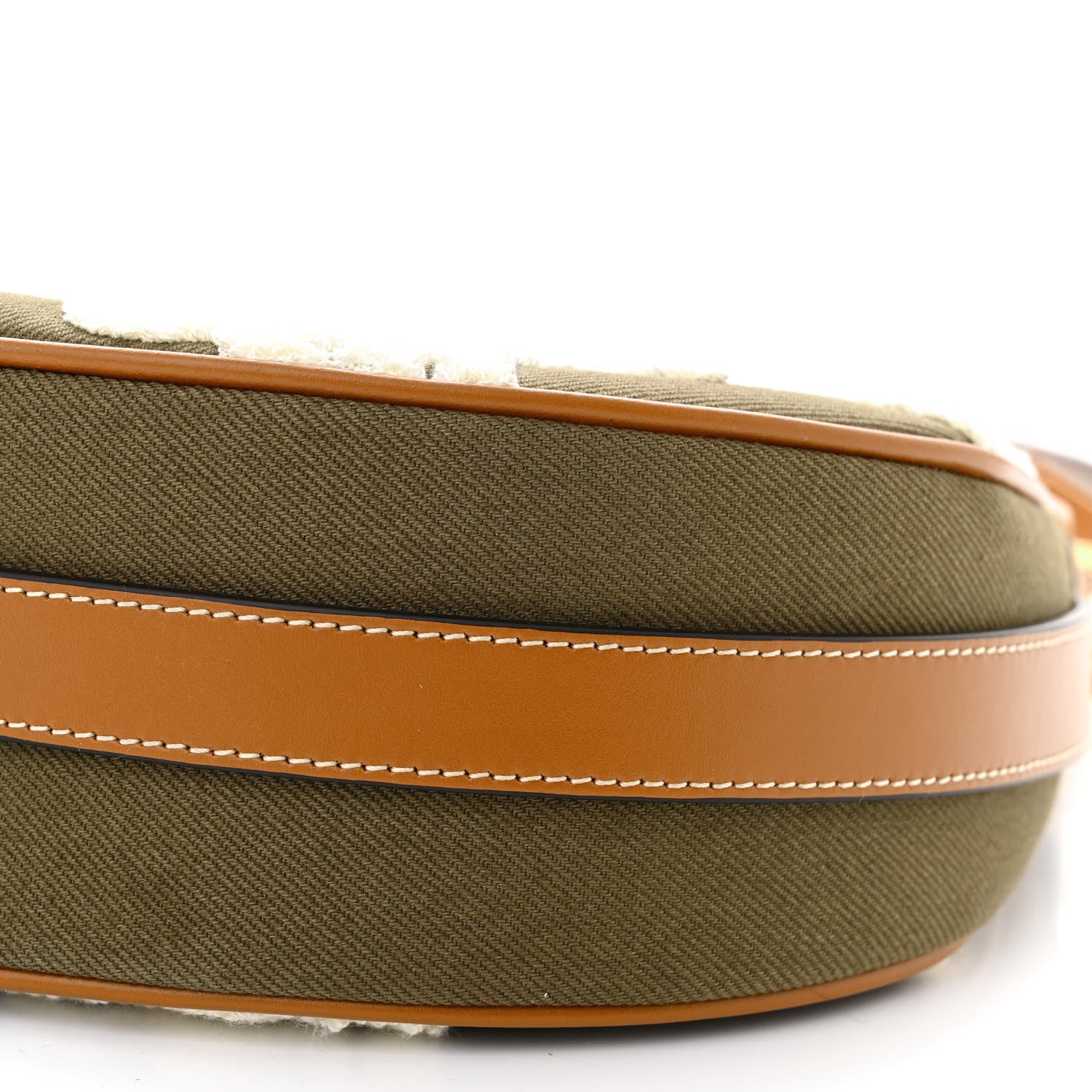 Celine Cotton Gabardine Bouclette Embroidered Medium Strap Ava Triomphe Shoulder Bag Khaki Tan 10 of 10
