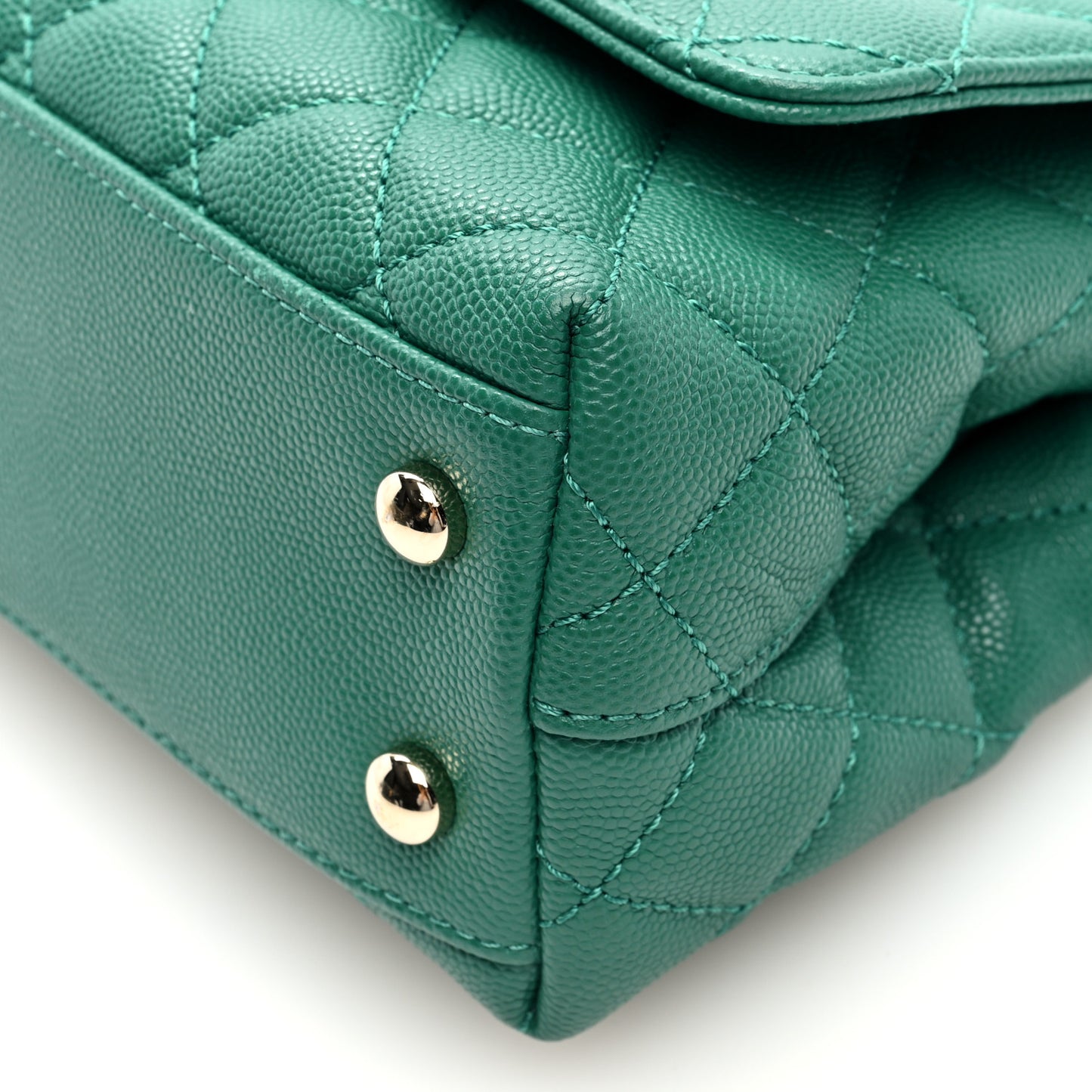 Caviar Quilted Extra Mini Coco Handle Flap Green