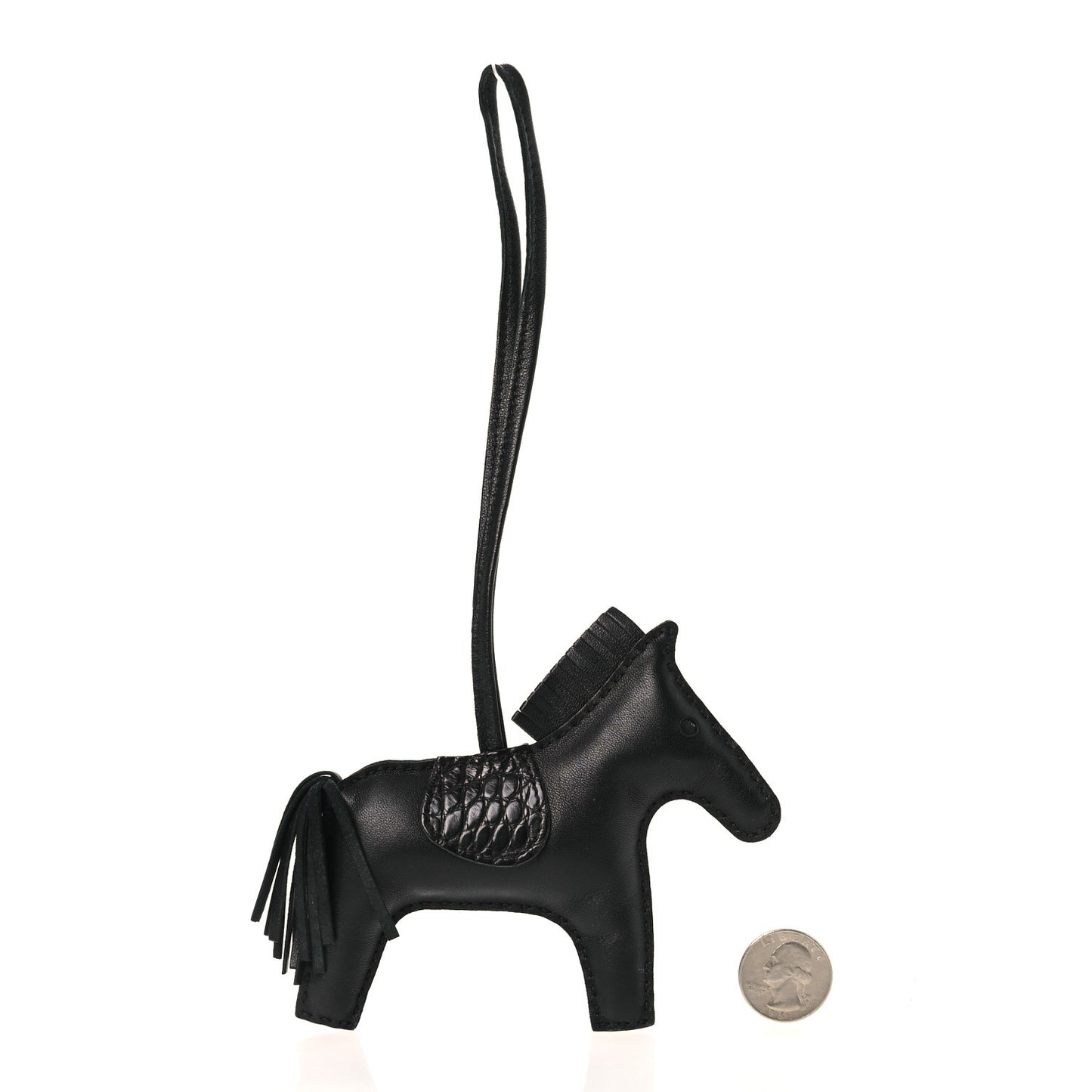 Milo Lambskin Matte Alligator Touch Grigri Rodeo Horse Bag Charm PM So Black