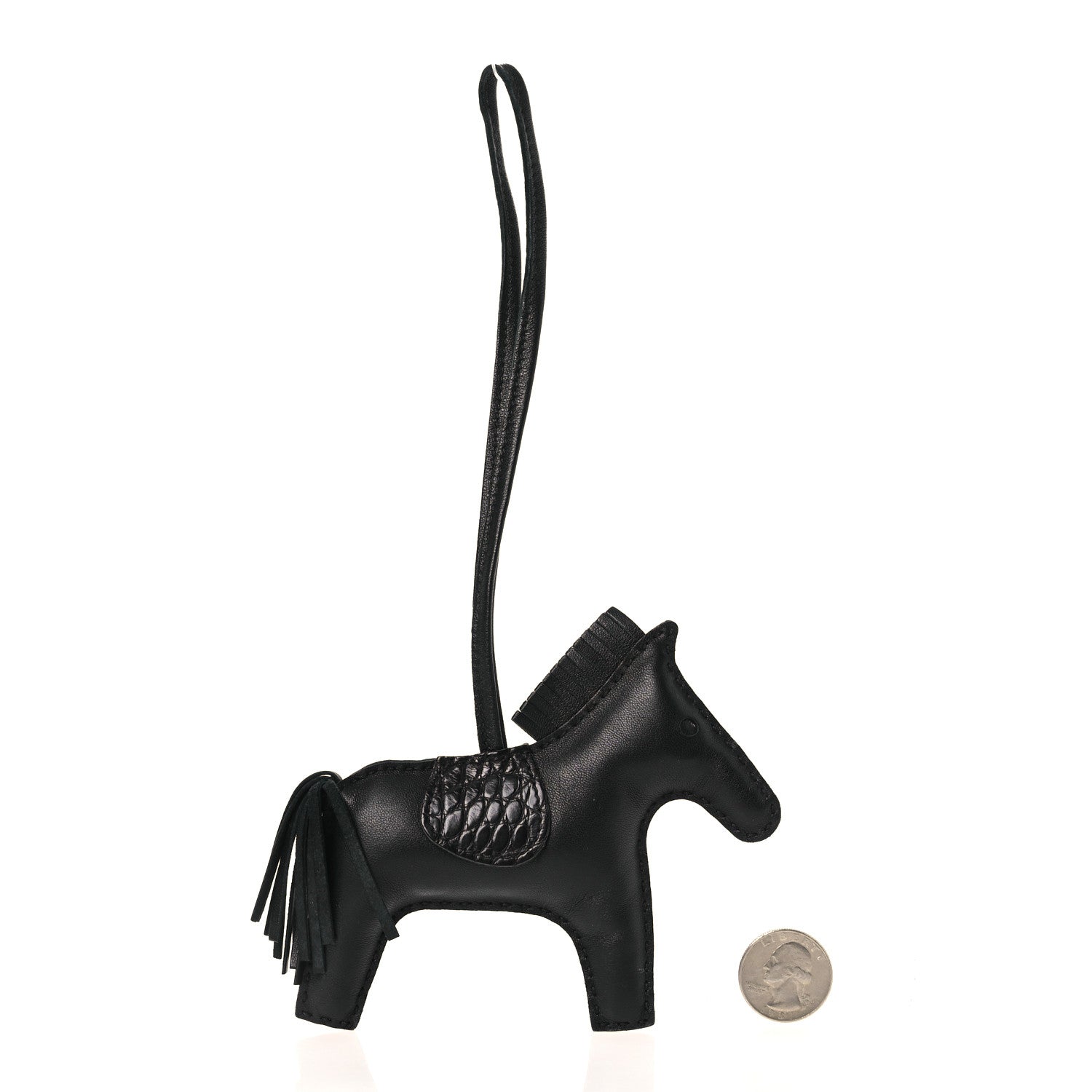 Hermes Milo Lambskin Matte Alligator Touch Grigri Rodeo Horse Bag Charm PM So Black 2 of 3