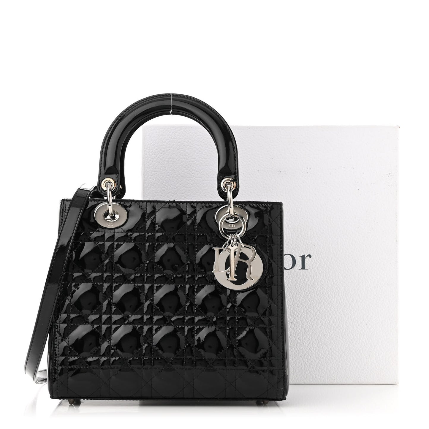 Patent Cannage Medium Lady Dior Black