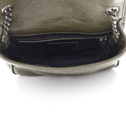 Saint Laurent Crinkled Calfskin Matelasse Monogram Niki Chain Wallet Khaki Militaire 5 of 12