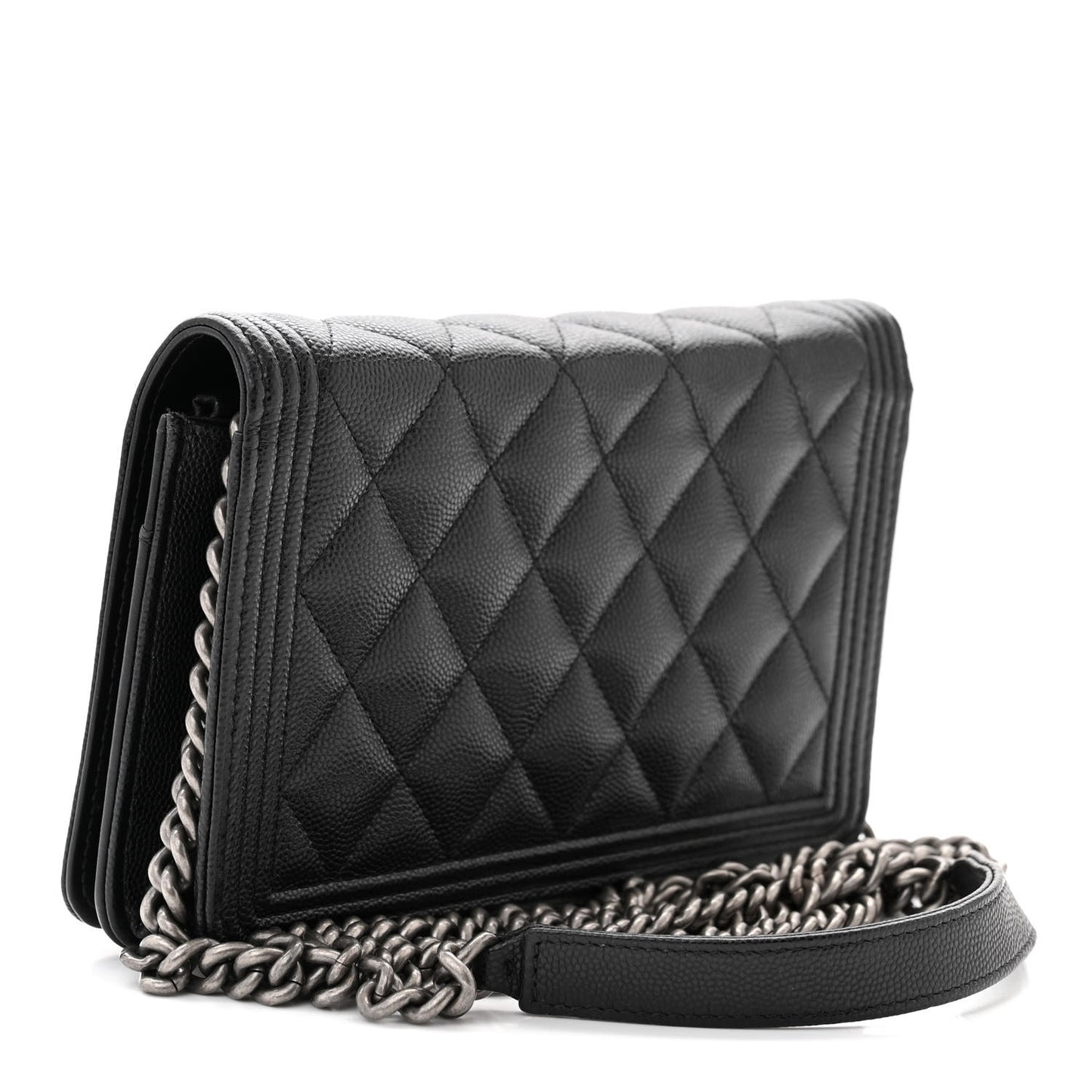 Caviar Quilted Boy Wallet On Chain WOC Black