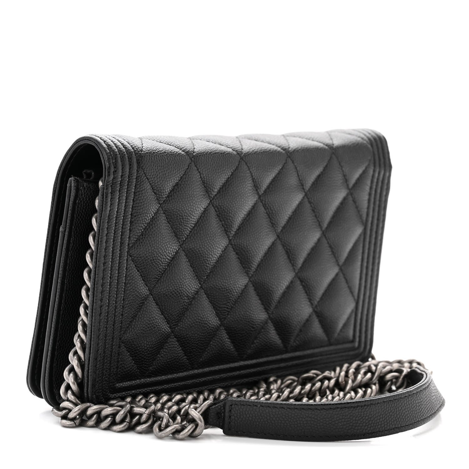Chanel Caviar Quilted Boy Wallet On Chain WOC Black 3 of 12