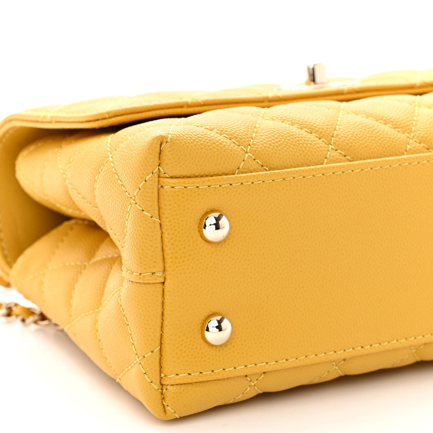 Caviar Quilted Mini Coco Handle Flap Yellow