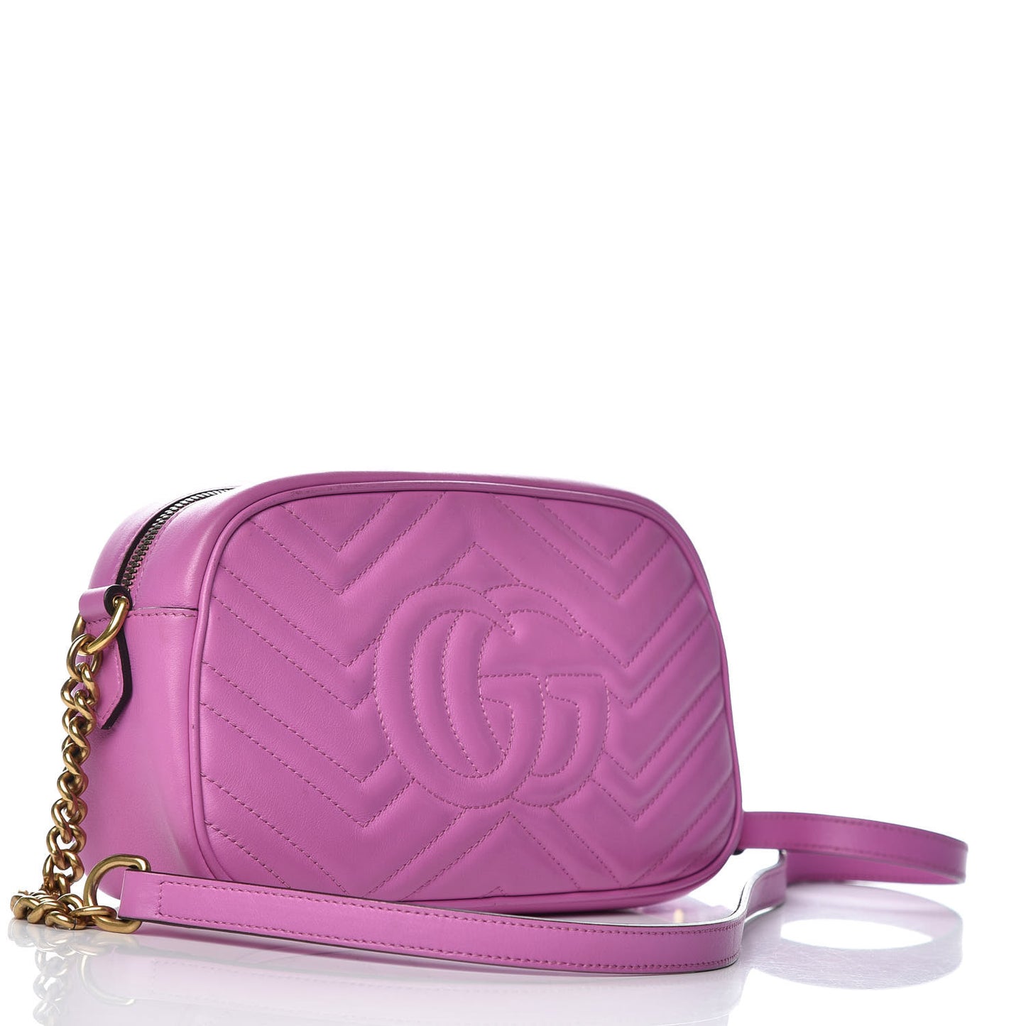 Calfskin Matelasse Small GG Marmont Chain Shoulder Bag Candy Mousse