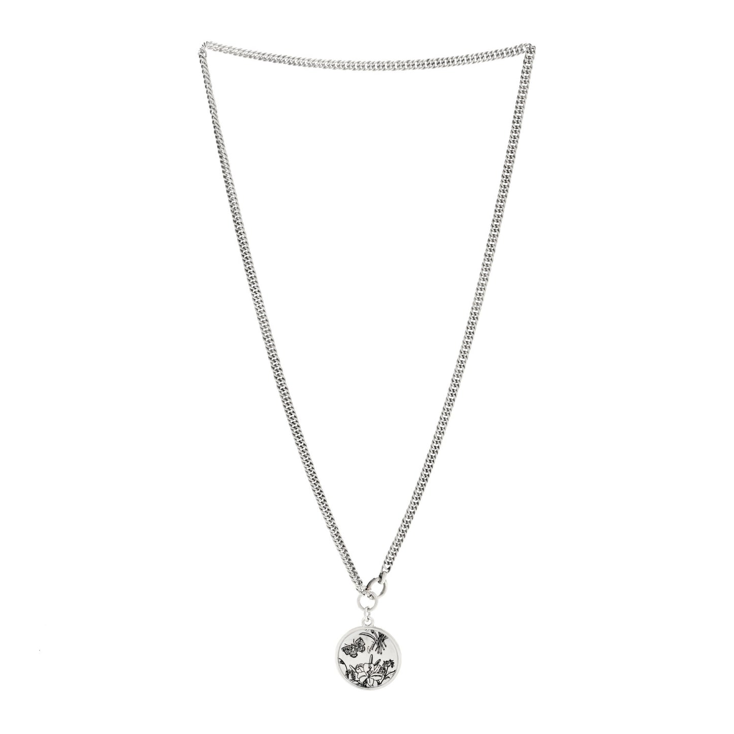 Sterling Silver Flora Round Pendant Necklace