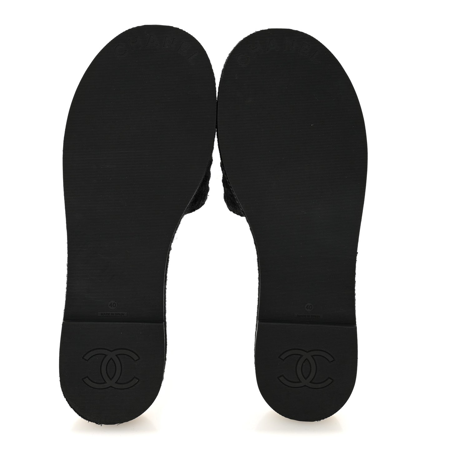 Wool Alpaca Chain CC Slide Sandals 40 Black