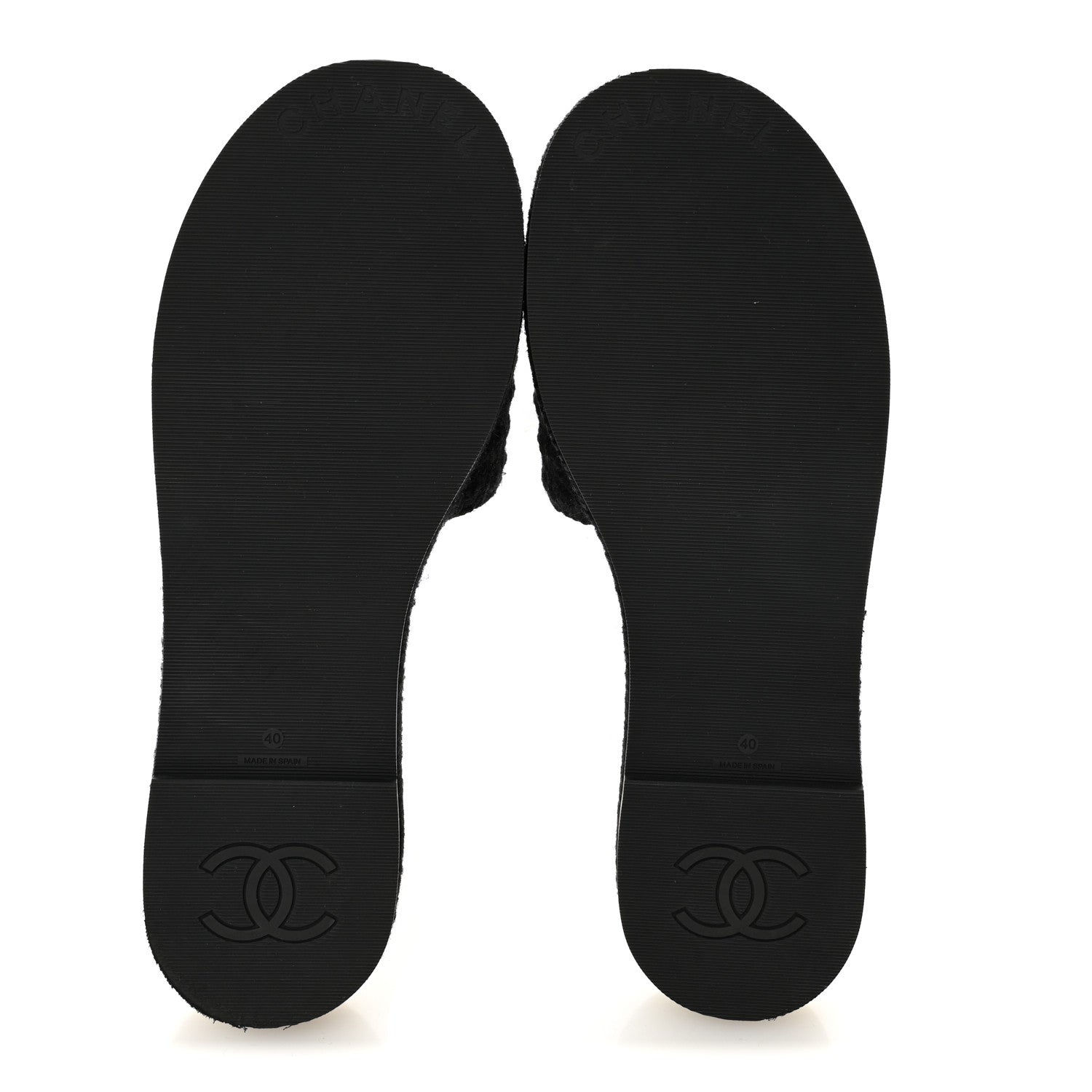 Chanel Wool Alpaca Chain CC Slide Sandals 40 Black 6 of 9