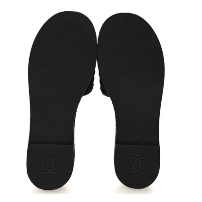 Chanel Wool Alpaca Chain CC Slide Sandals 40 Black 6 of 9