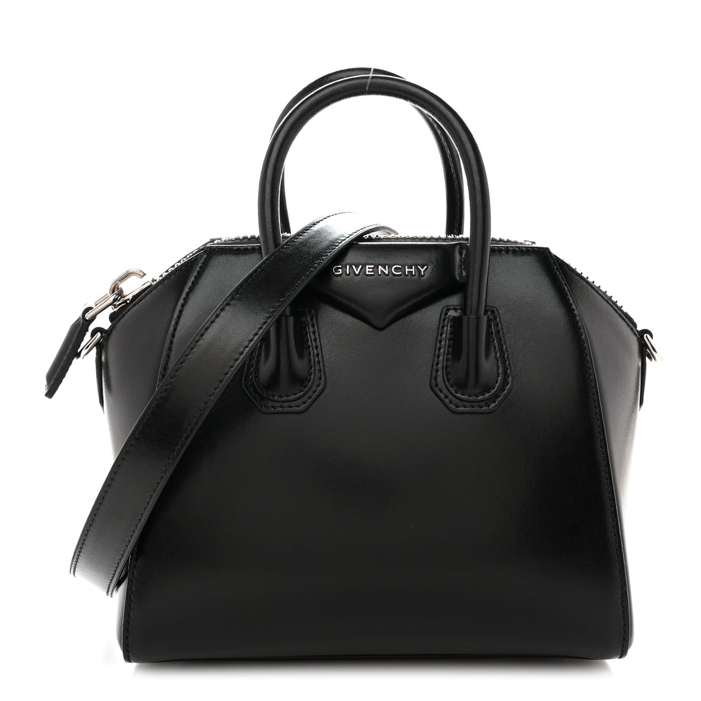 Shiny Lord Calfskin Mini Antigona Black
