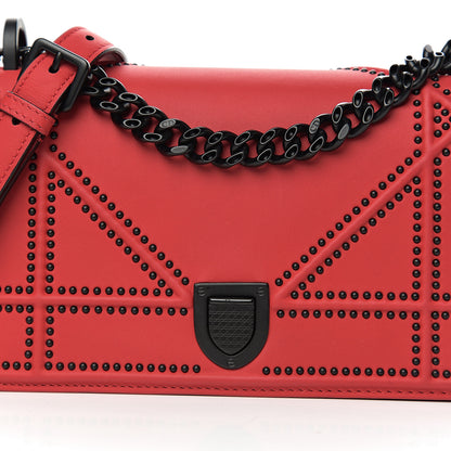 Christian Dior Ultra Matte Calfskin Studded Small Diorama Flap Bag Red Black 8 of 8