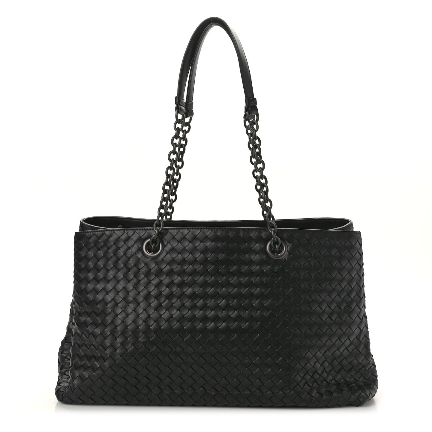 Nappa Intrecciato Classic Chain Strap Tote Black