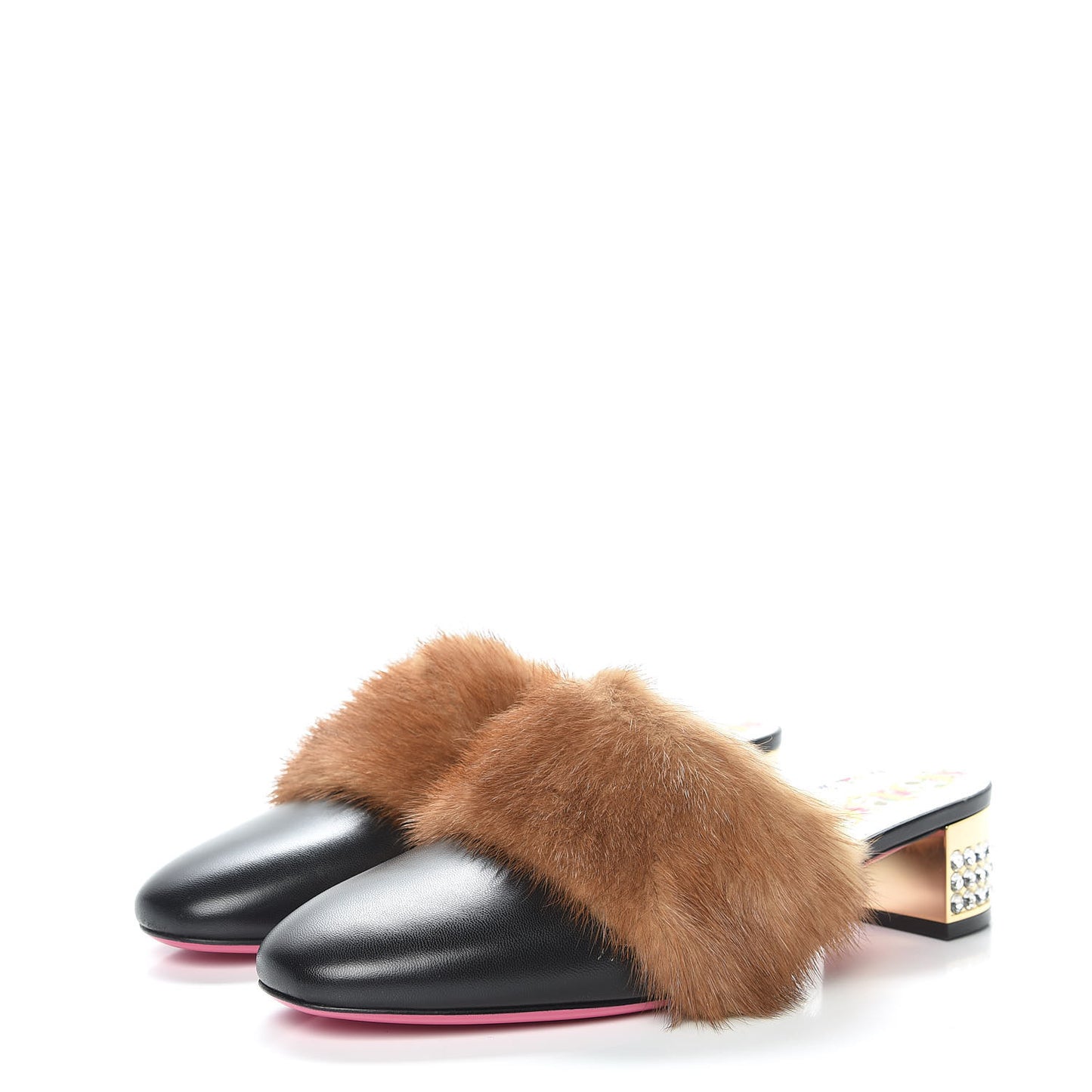 Mink Malaga Kid Crystal Candy Mules 39 Light Brown Black
