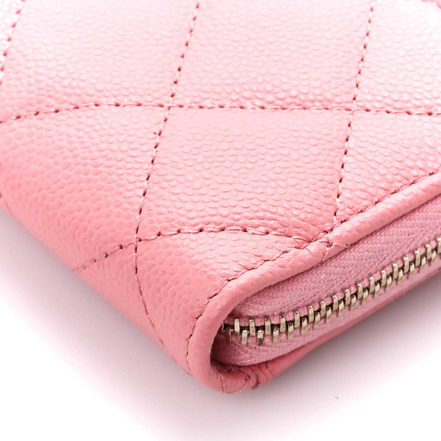 Chanel Caviar Quilted CC Zip Around Card Holder Pink 10 of 11