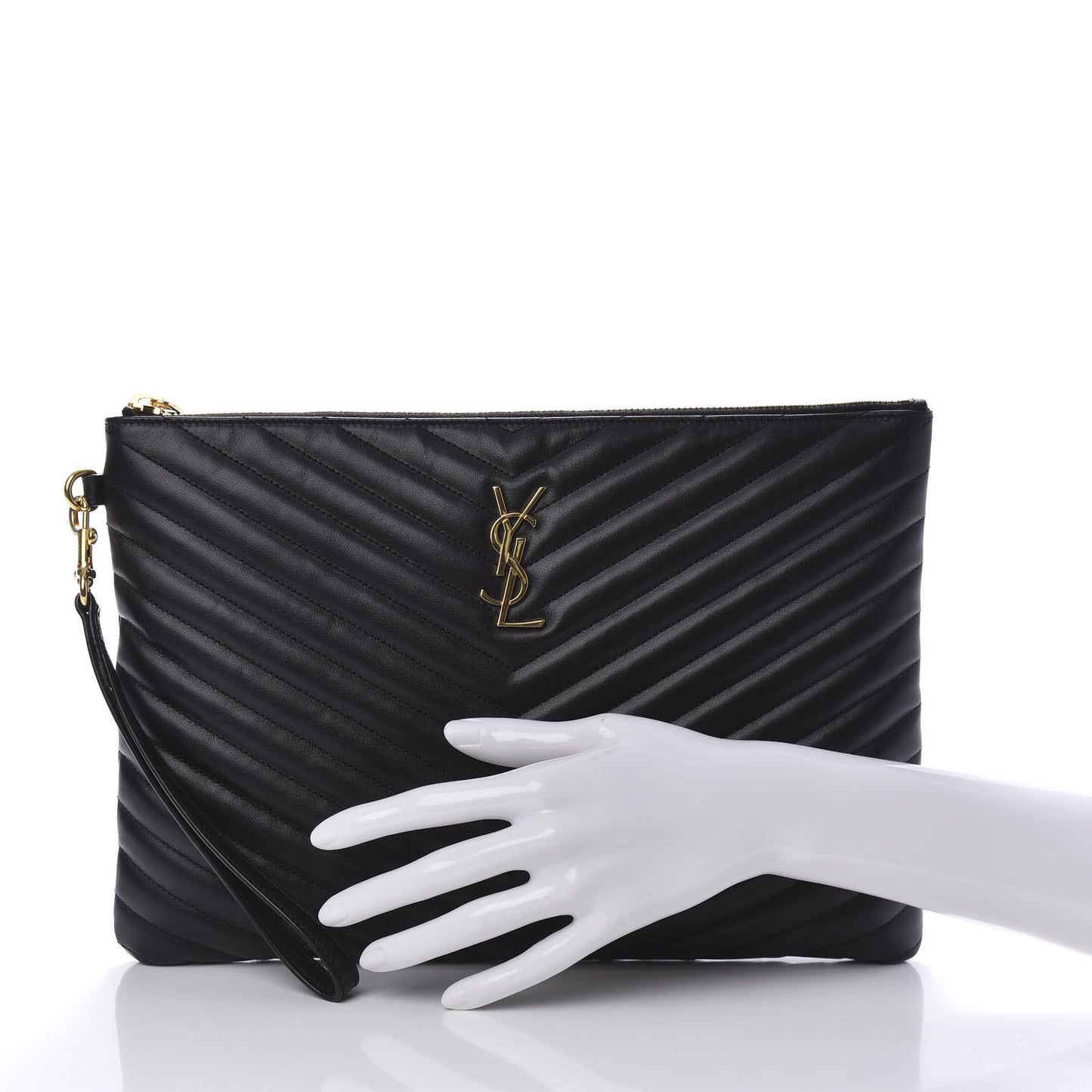 Calfskin Matelasse Monogram Cassandre Tablet Pouch Black