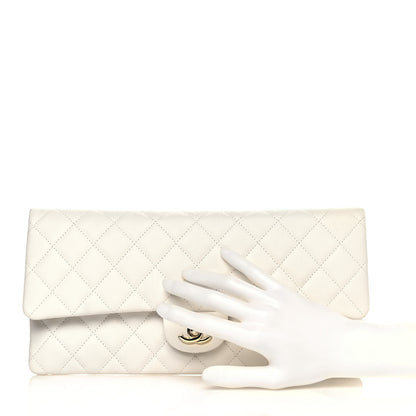 Chanel Caviar Quilted Flap Clutch White 3 of 14