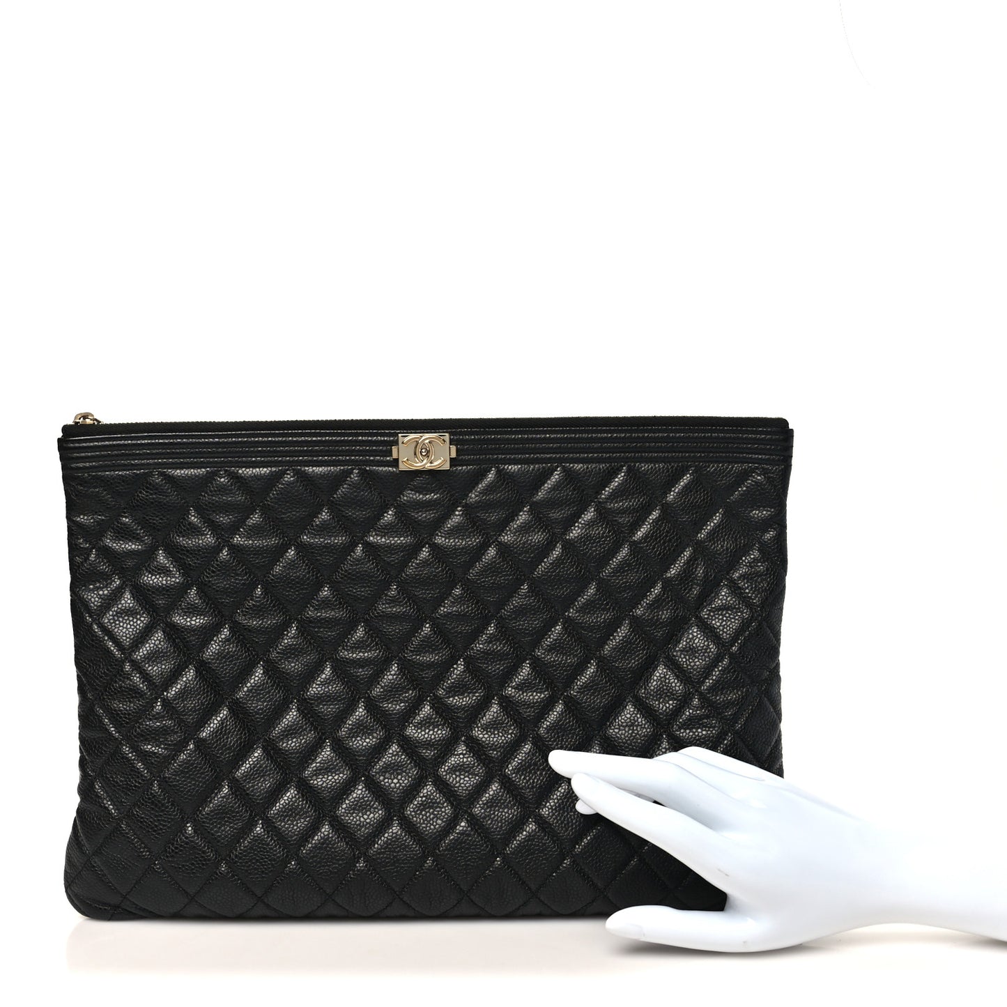 Caviar Quilted Large Boy Cosmetic Case Black Black