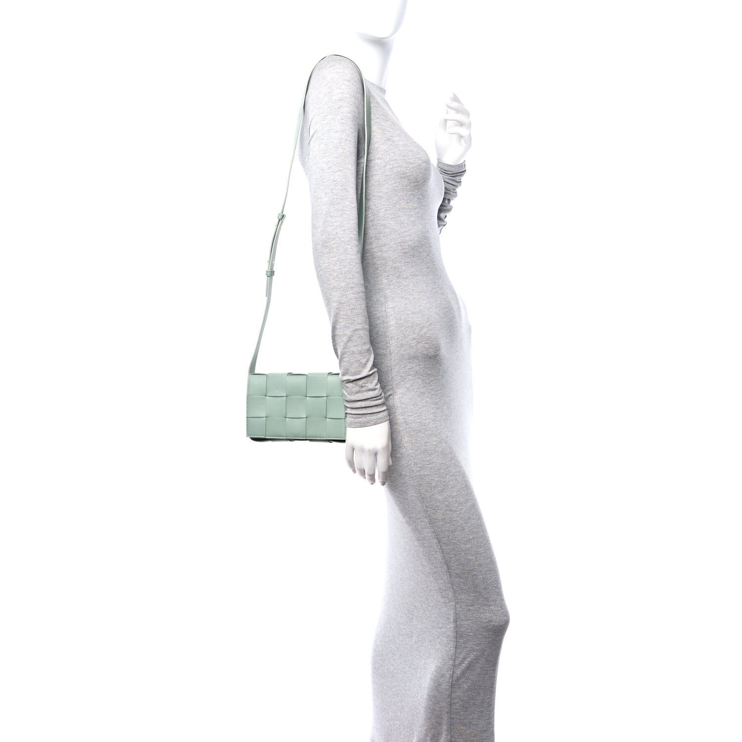 Bottega Veneta Lambskin Maxi Intreccio Small Cassette Crossbody Bag New Sauge 2 of 12