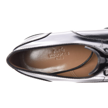 Hermes Tuscan Calfskin Nadege 70 Derby Pumps 37 Black 7 of 9